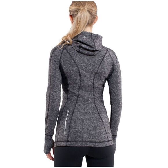 Lululemon Run Back On Track Pullover Heathered Black Hoodie Size 8 - Picture 2 of 7
